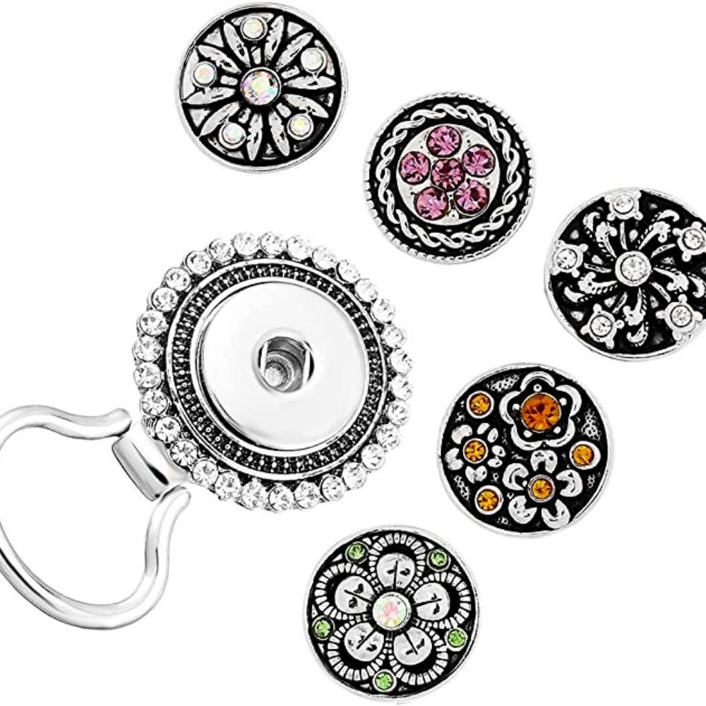 Interchangeable Jewel Snap Buttons Rhinestone Glasses Holder Suit Accessory